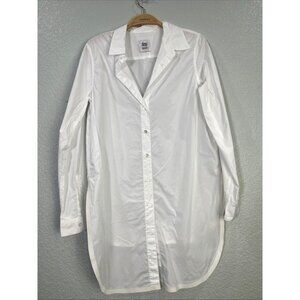 Francois Girbaud Closed Vtg Button Up Womens S White Collared Hi Lo Hem 80s 90s